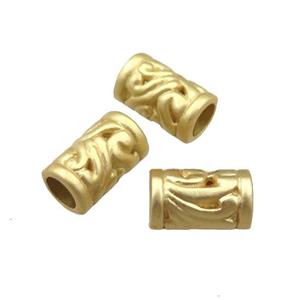 copper tube beads with large hole, unfaded, duck-gold, approx 6.5-11.5mm, 4mm hole