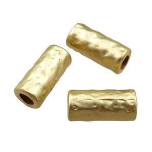 copper tube beads with large hole, unfaded, duck-gold, approx 6.5-14mm, 3mm hole