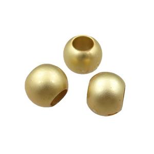 copper round beads, large hole, unfaded, duck-gold, approx 8-10mm, 5mm hole