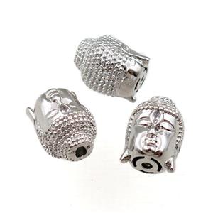 copper buddha beads, platinum plated, approx 10-13.5mm