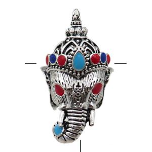 tibetan style elephant charm guru beads, zinc, approx 25-42mm