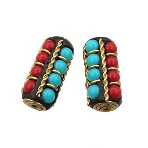tibetan style brass tube beads, approx 12-25mm
