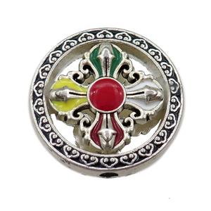 tibetan dorjee charm button zinc beads, approx 30mm dia