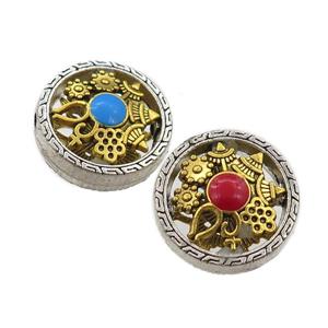 tibetan style zinc button beads, approx 22mm dia