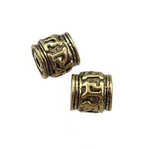 tibetan tube zinc beads, antique gold, approx 8mm