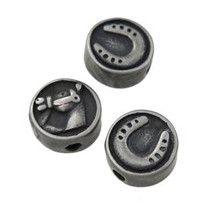 Stainless Steel button coin beads, horseshoe, approx 10.5mm