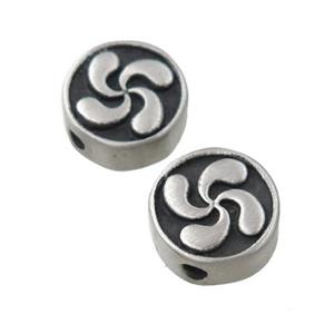 Stainless Steel button coin beads, approx 9.5mm