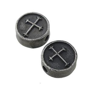 Stainless Steel button coin beads, cross, approx 10.5mm