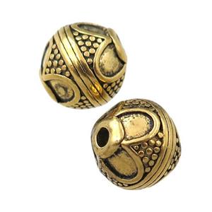 round Stainless Steel beads, antique gold, approx 9.5mm