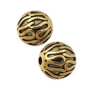 round Stainless Steel beads, antique gold, approx 9.5mm
