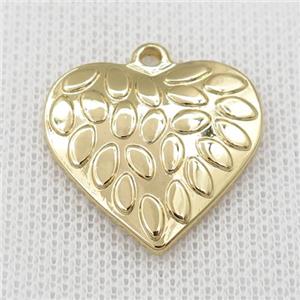 stainless steel heart pendant, gold plated, approx 25mm
