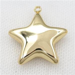 stainless steel star pendant, hollow, gold plated, approx 35mm