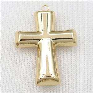 stainless steel cross pendant, hollow, gold plated, approx 30-40mm
