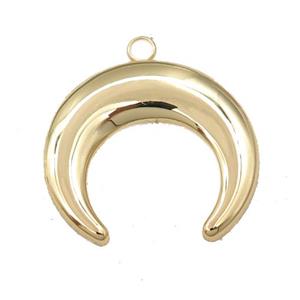 stainless steel moon crescent pendant, gold plated, approx 25-27mm