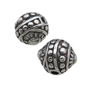 stainless steel beads, antique silver, approx 12mm
