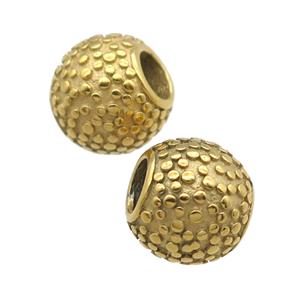 round stainless steel beads, gold plated, approx 11.5mm, 5mm hole