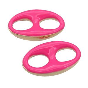 hotpink Enameling copper oval connector, pignose, gold plated, approx 13-22mm