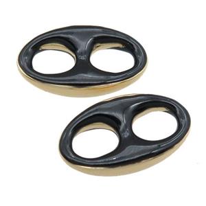 black Enameling copper oval connector, pignose, gold plated, approx 13-22mm