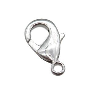 Alloy Lobster Clasp, platinum plated, approx 10-18mm