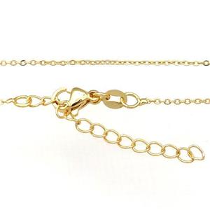 copper necklace chain, unfaded, gold plated, approx 1.2mm, 39-43cm length