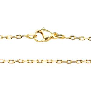 copper necklace chain, unfaded, gold plated, approx 1.5mm, 40cm length