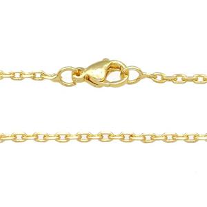 copper necklace chain, unfaded, gold plated, approx 2mm, 40cm length