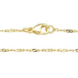 copper necklace chain, unfaded, gold plated, approx 1.4mm, 39cm length