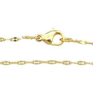 copper necklace chain, unfaded, gold plated, approx 1.5mm, 40cm length