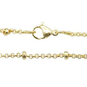 copper necklace chain, unfaded, gold plated, approx 1.8mm, 40cm length