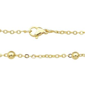 copper necklace chain, unfaded, gold plated, approx 2mm, 4mm, 40cm length