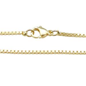 copper necklace box chain, unfaded, gold plated, approx 1.5mm, 40cm length