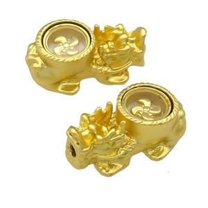 alloy Pixiu beads, duck-gold, approx 16-30mm, 3mm hole