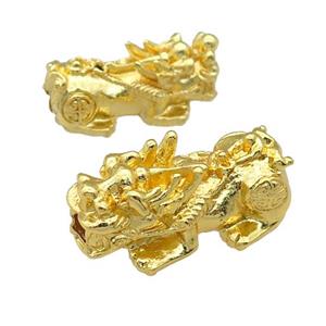 alloy Pixiu beads, gold plated, approx 14-29mm, 4mm hole
