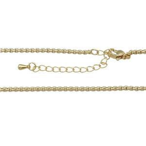 copper box Necklace Chain, unfade, gold plated, approx 2.3mm, 60-65cm length