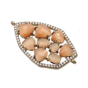 copper connector paved peach Cat Eye Crystal, gold plated, approx 22-35mm