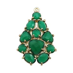 copper Tree pendant pave dp.green Cat Eye Crystal, gold plated, approx 20-30mm