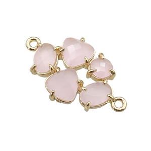 copper oval connector pave lt.pink Cat Eye Crystal, gold plated, approx 13-18mm