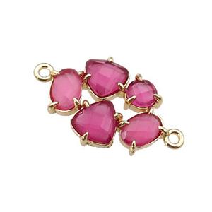 copper oval connector pave hotpink Cat Eye Crystal, gold plated, approx 13-18mm