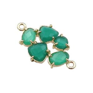copper oval connector pave green Cat Eye Crystal, gold plated, approx 13-18mm