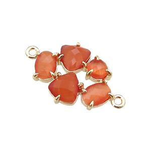 copper oval connector pave orange Cat Eye Crystal, gold plated, approx 13-18mm