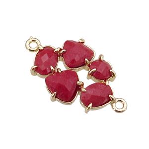 copper oval connector pave red Cat Eye Crystal, gold plated, approx 13-18mm