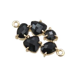 copper oval connector pave black Cat Eye Crystal, gold plated, approx 13-18mm
