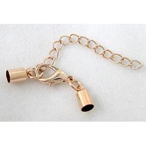 Bracelet/Necklace end connector, copper, red copper, 3.5x9mm, inside:3mm, chain:5cm length
