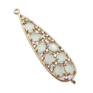 copper teardrop connector pave lt.green Cat Eye Crystal, gold plated, approx 14-48mm