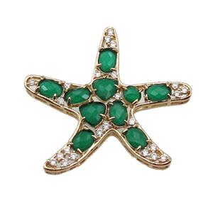 copper Star pendant pave dp.green Cat Eye Crystal, gold plated, approx 40mm