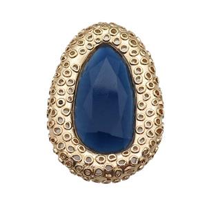 copper oval beads pave darkblue Cat Eye Crystal, gold plated, approx 31-46mm