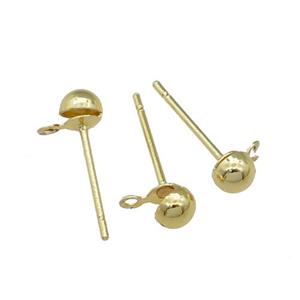 copper Stud Earring Accessories, unfade, gold plated, approx 4mm