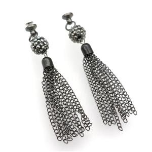 Iron Chain Tassel Pendant, black plated, approx 14mm, 100mm length