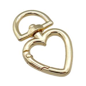 Alloy Carabiner Clasp, heart, gold plated, approx 26-40mm