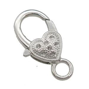 Alloy Lobster Clasp paved rhinestone, platinum plated, approx 15-26mm